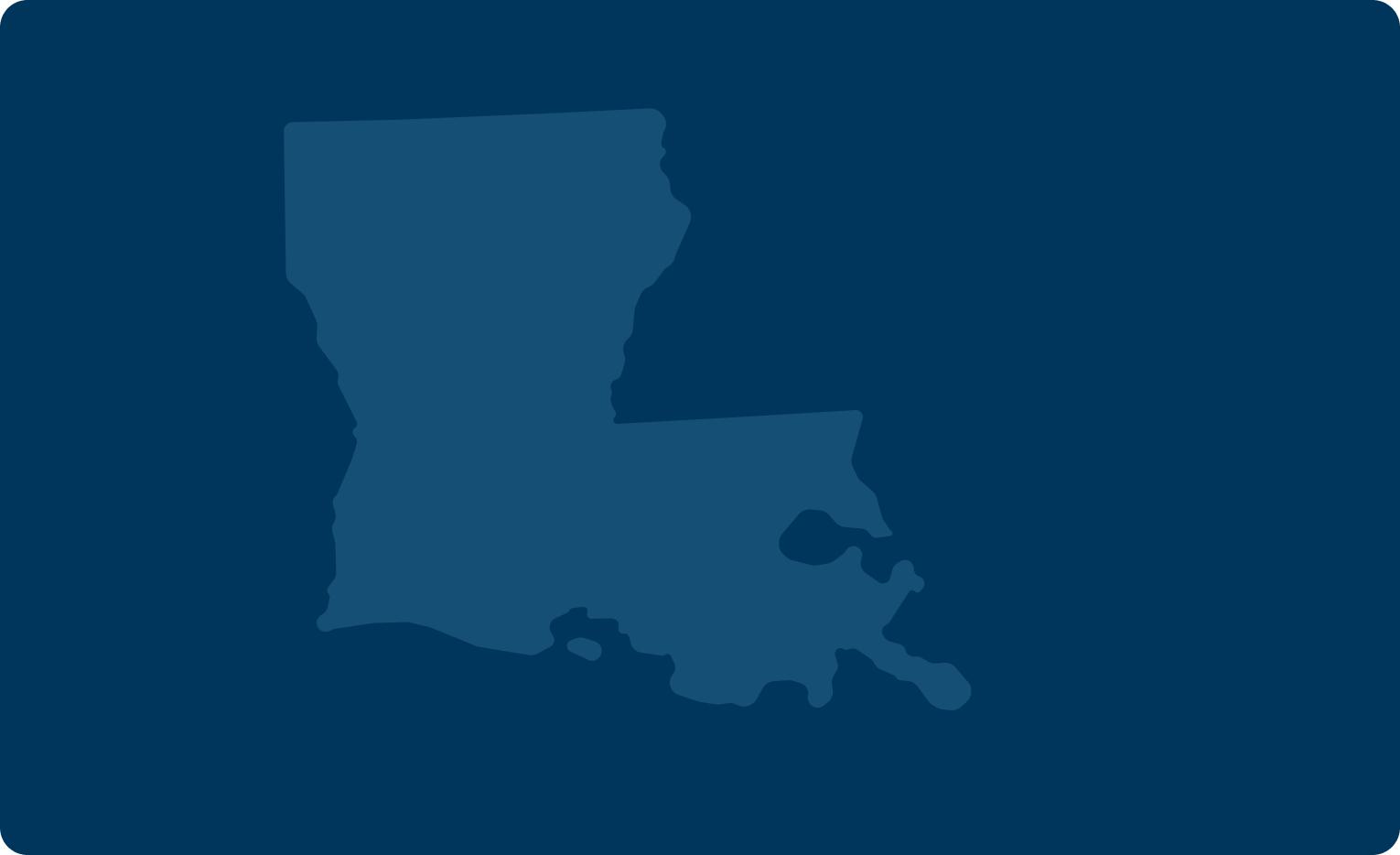 Blue state of Louisiana outline on a dark blue background